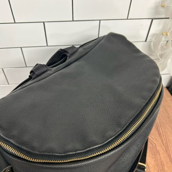 FAWN Design Black Faux Leather Diaper Bag Backpack Crossbody Gold Hardware